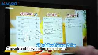 Halo 27 inch touchscreen koffiemachine voor warme en koude dranken met 14 smaken en automatisch