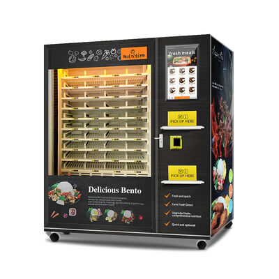 Kleurstaalplaat schuim isolatie doos, grote capaciteit dubbele magnetron verwarming, intelligente touchscreen warm voedsel vending machine