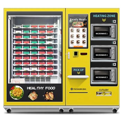 32 inch touchscreen grote capaciteit semi-automatische lunchbox machine met 3 magnetronen, aanpasbare stickers voor de hele machine