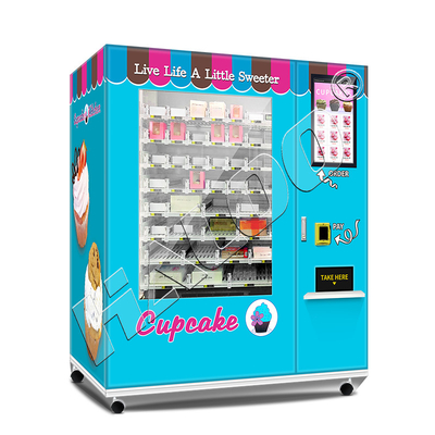 Van de Ijskast Automatische Cupcake van het liftsysteem van de de Automaatsalade Verse het VoedselAutomaat met 21.5inch-Touch screen