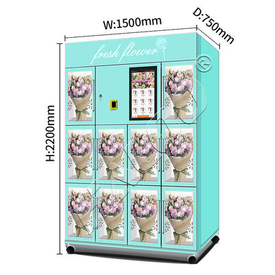 Haloo vending machine supplier double-layer glass anti fog stainless steel fully automatic 10 lockers flower vending machine