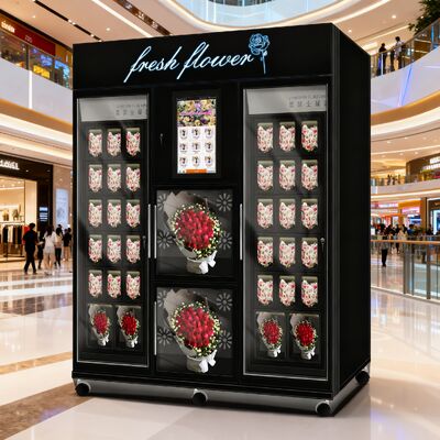 Haloo Vending Machine Leverancier 36 Kasten Nummers Flower Vending Machine 21,5 inch Touch Screen Met Cash Card Reader Bill op de machine