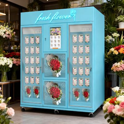 Haloo Vending Machine Leverancier 36 Kasten Nummers Flower Vending Machine 21,5 inch Touch Screen Met Cash Card Reader Bill op de machine