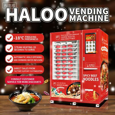 Haloo -18 °C bevroren noedels verkoopmachine met kleur staal plaat materiaal, magnetron, stoomverwarming voor 35 seconden, serveren
